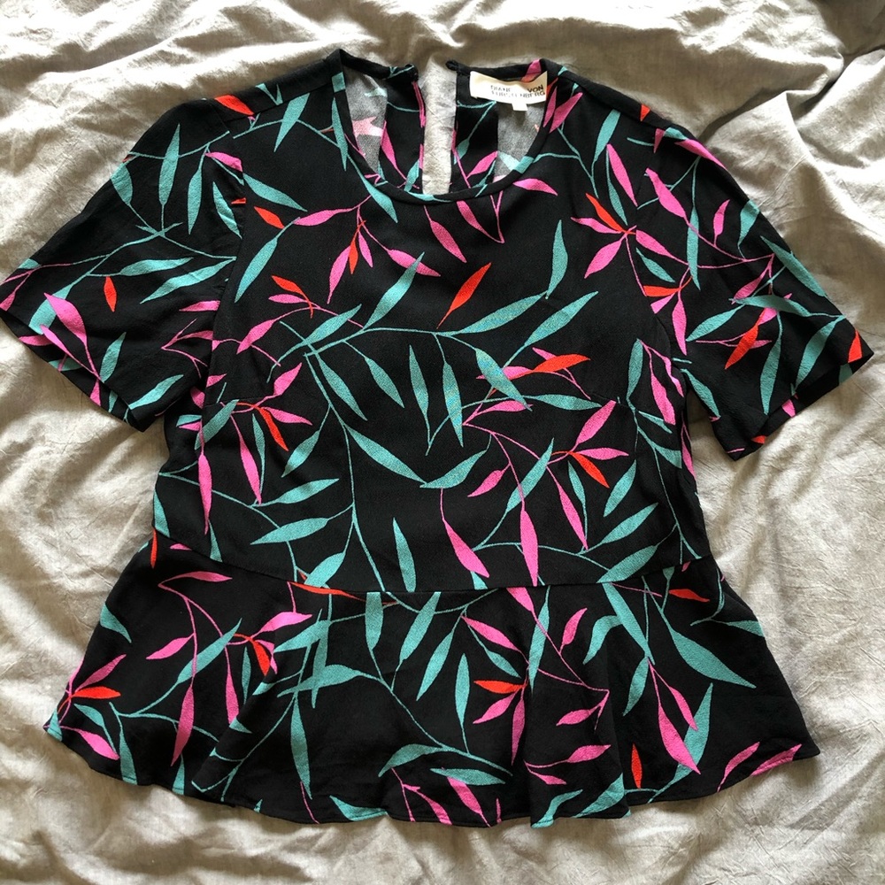 Diane Von Furstenberg Orilla Crepe Peplum Top (XS)